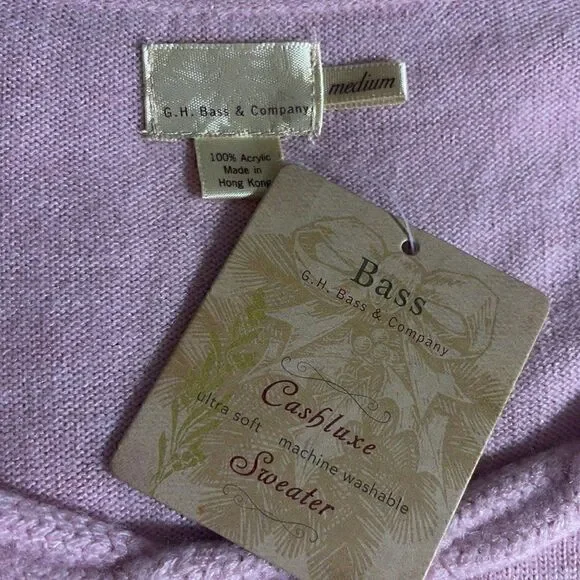 Vintage G.H. Bass & Company sweater Womens Sz M scoop neck ultra soft Hong Kong - Picture 5 of 11